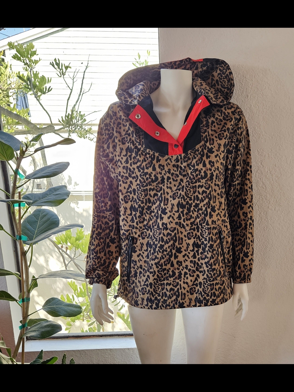 J Crew Leopard Print Hooded Pullover Anorak NEW